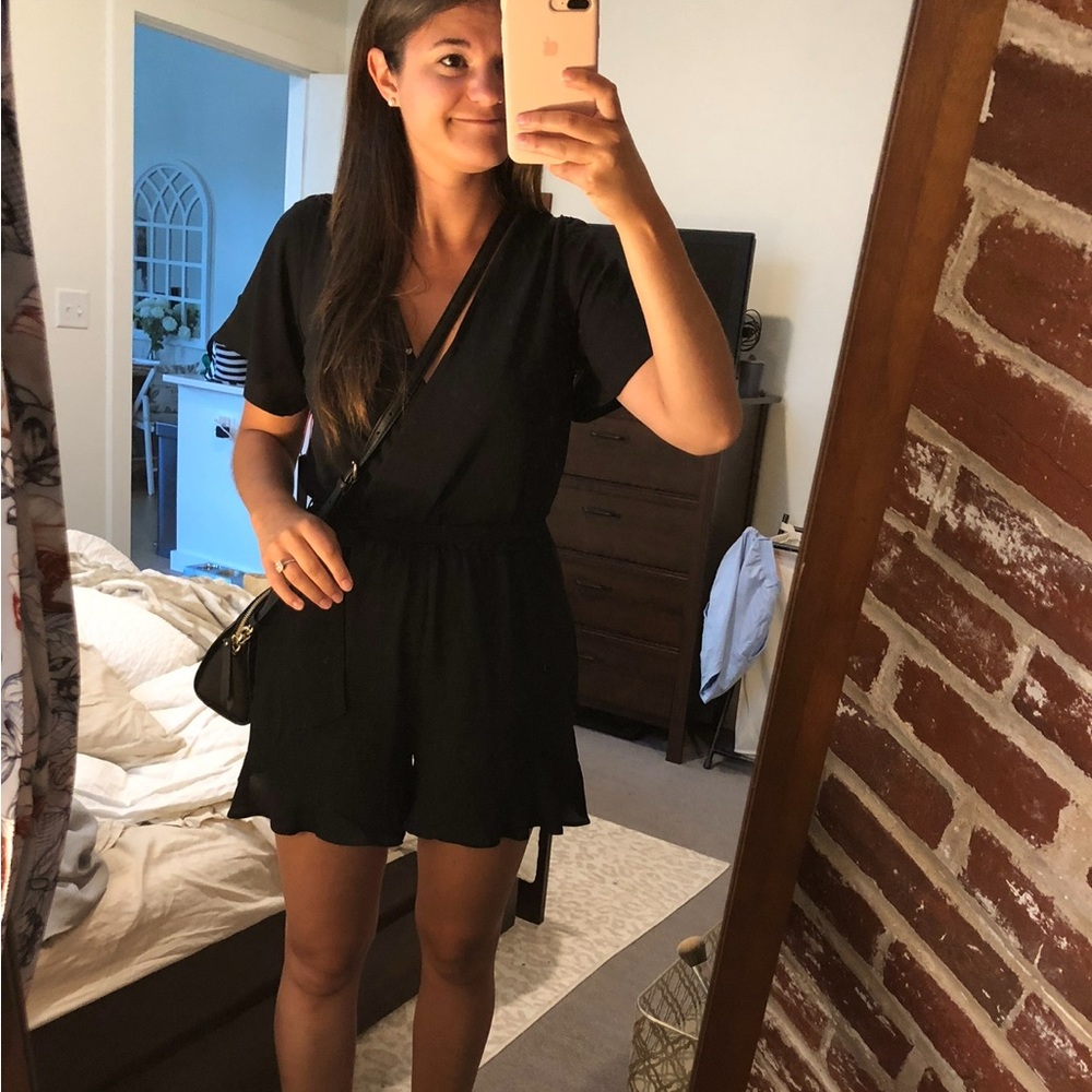 Black Short Sleeve Romper from Gibson